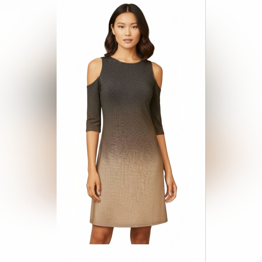 Venus Womens Holiday Dress In Glitter Brown Ombre Size Small